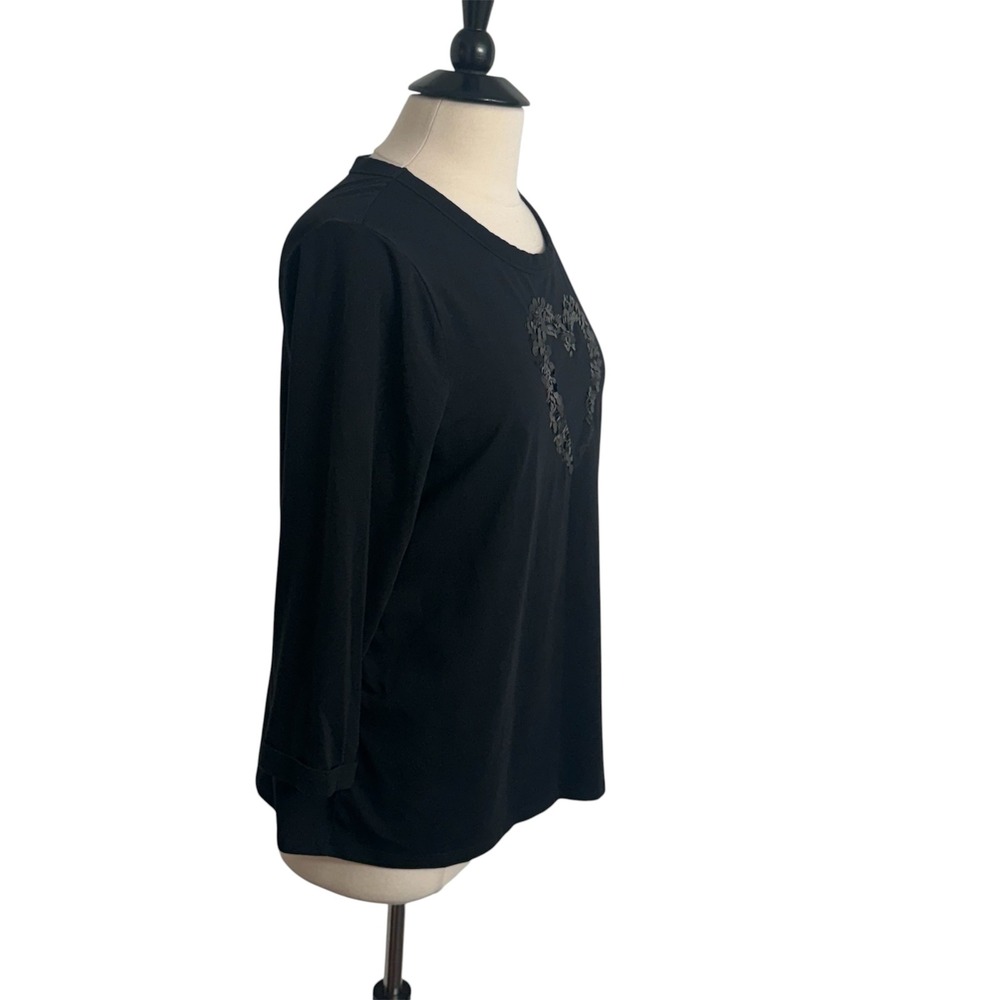 Chico's Women's 3/4 Cuffed Sleeves, Embellished Touch of Cool Knit Top - Picture 4 of 7